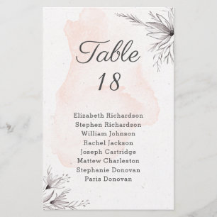 Budget Floral peach grey wedding seating chart