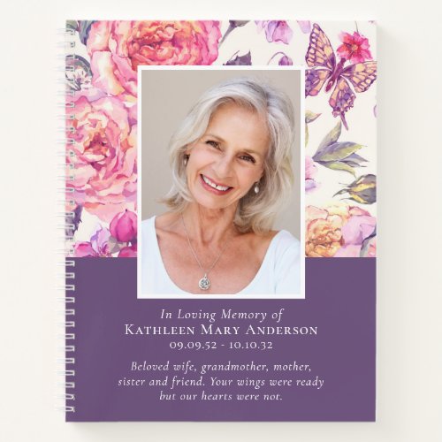 BUDGET Floral Peony Funeral Memorial Guest Book
