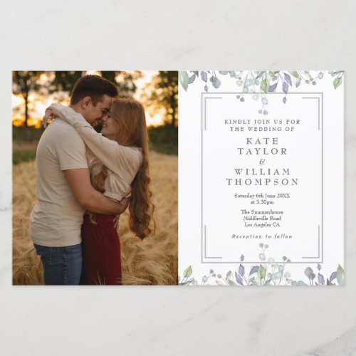 Budget Floral Photo All In One Wedding Invite