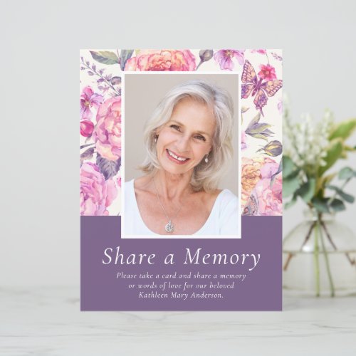 BUDGET Floral Photo Share a Memory Table Sign