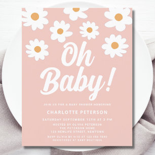 Budget Floral Pink Baby Shower Invitation