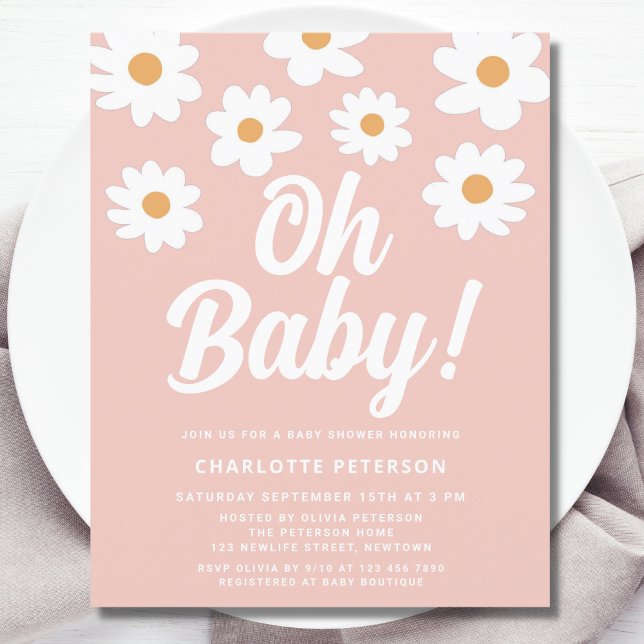 Budget Floral Pink Baby Shower Invitation  (Creator Uploaded)
