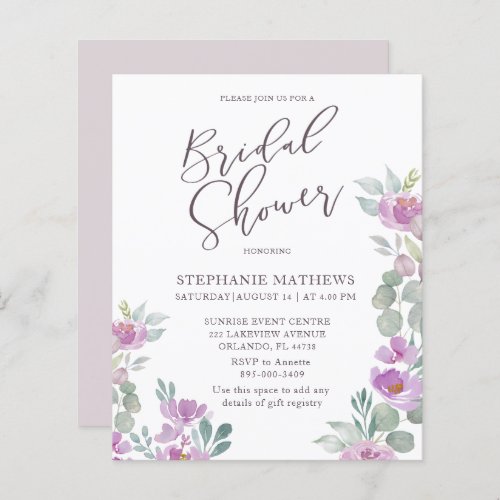 Budget Floral Pink Eucalyptus Bridal Shower Invite