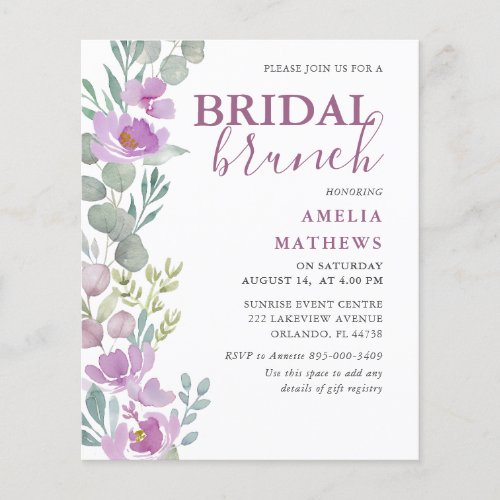 Budget Floral Pink Eucalyptus Bridal Shower Invite