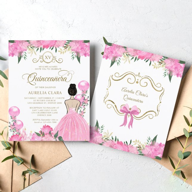 BUDGET Floral Pink Gold Princess XV Quinceanera (Creator Uploaded)