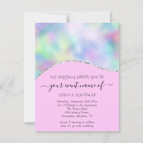 Budget Floral QR Code Pink Holograph Waves