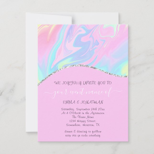 Budget Floral QR Code Pinky Holograph Wave (Front)