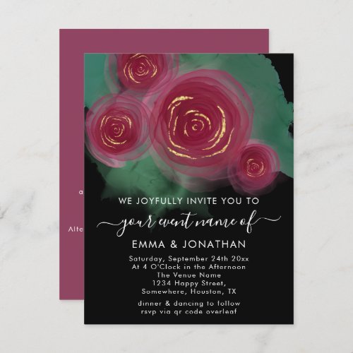 Budget Floral QR Code Rose Burgundy Marsala