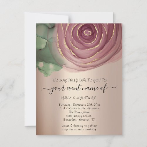 Budget Floral QR Code Rose Gold Green