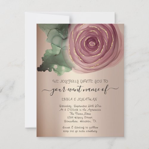 Budget Floral QR Code Rose Gold Green