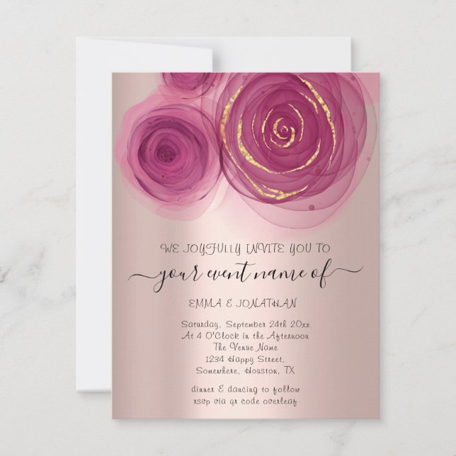 Budget Floral QR Code Rose Pink Marsala  (Front)