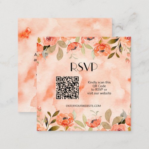 Budget Floral QR Code RSVP Wedding Enclosure Card