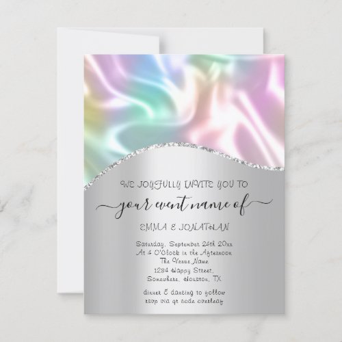 Budget Floral QR Code Silver Holographic