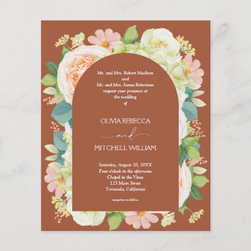 Budget Floral QR Code Terracotta Wedding Invites