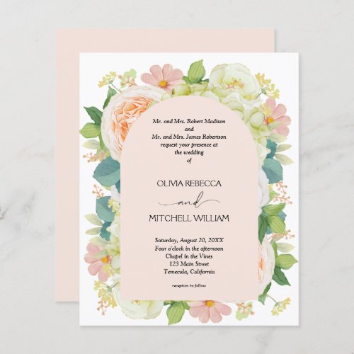 Budget Floral QR Code Wedding Invitations