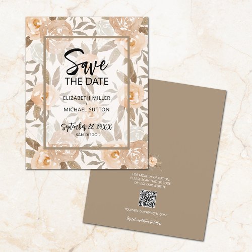 Budget Floral QR Code Wedding Save the Date