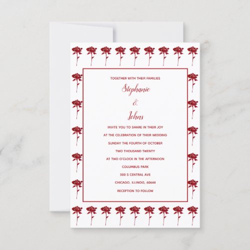 Budget Floral Rose Patterns Terracotta Wedding Invitation