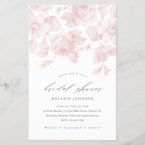 Budget Floral Script Pink Bridal Shower Invitation Flyer