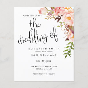 Budget Floral Simple Elegant Wedding Invitations Flyer