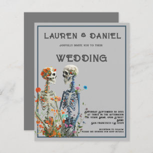 Budget Floral Skeleton Minimalist QR Code Wedding