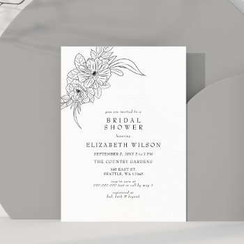 Budget Floral Sketch Bridal Shower Invitation by Invitationboutique at Zazzle