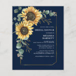 Budget Floral Sunflower Eucalyptus Bridal Shower<br><div class="desc">Create a modern Sunflower Floral Bridal Shower invitation card with this cute template featuring beautiful rustic floral bouquet with modern simple typography. TIP: Matching wedding suite cards like RSVP, wedding programs, banners, tapestry, gift tags, signs, and other wedding keepsakes and goodies are available in the collection below featuring this design....</div>