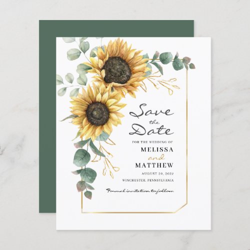 Budget Floral Sunflower Eucalyptus Save The Date