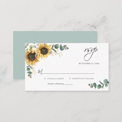 Budget Floral Sunflower Wedding RSVP Card