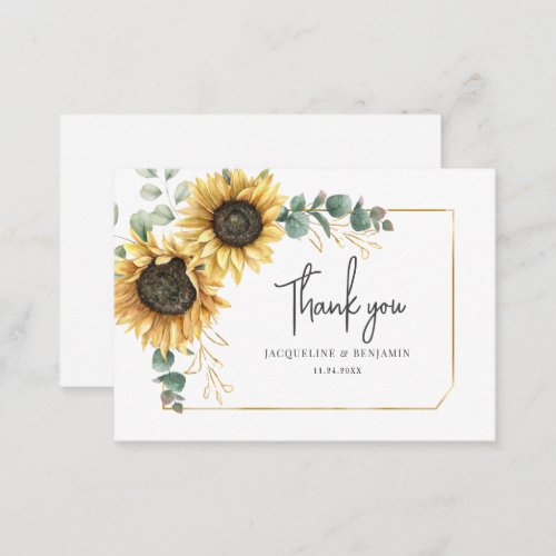 Budget Floral Sunflower Wedding Thank You Note Card