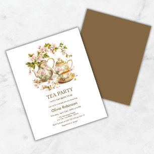Budget Floral Tea Party Bridal Shower Invitation