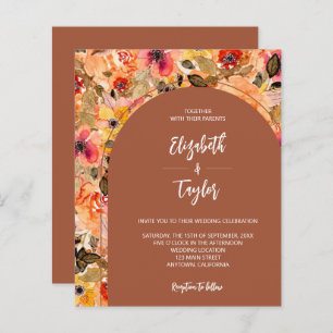 Budget Floral Terracotta All In One Wedding Invite