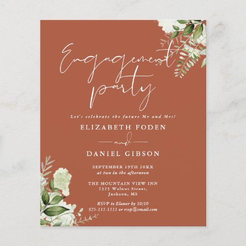 Budget Floral Terracotta Engagement Party Invite