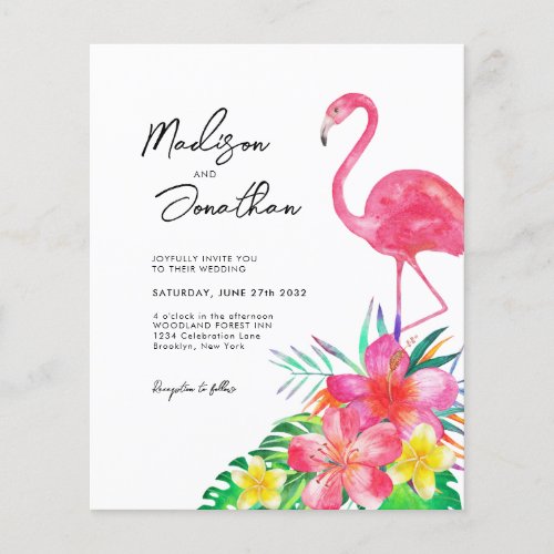 BUDGET Floral Tropical Paradise Flamingo Wedding