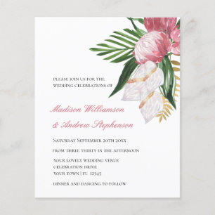 Budget Floral Tropical Paradise Wedding Invitation