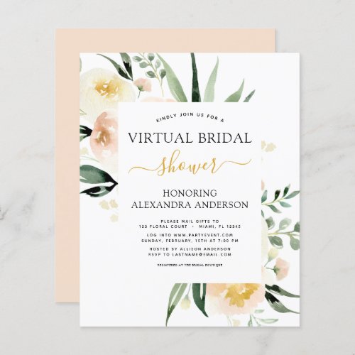 Budget Floral Virtual Bridal Shower Blush Pink