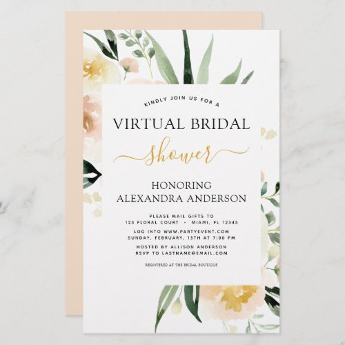 Budget Floral Virtual Bridal Shower Blush Pink