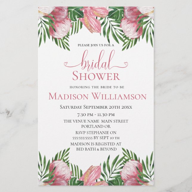  Budget Floral Watercolor Tropical Paradise Bridal (Front)
