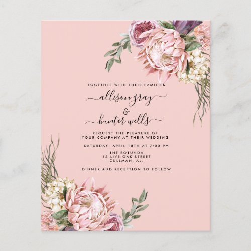 Budget Floral Wedding Invitation  Aubrey Flyer