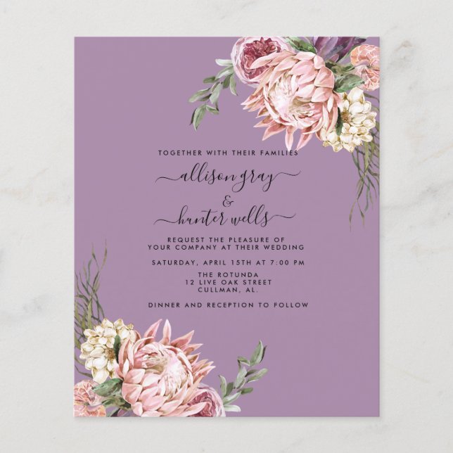 Budget Floral Wedding Invitation | Aubrey Flyer (Front)