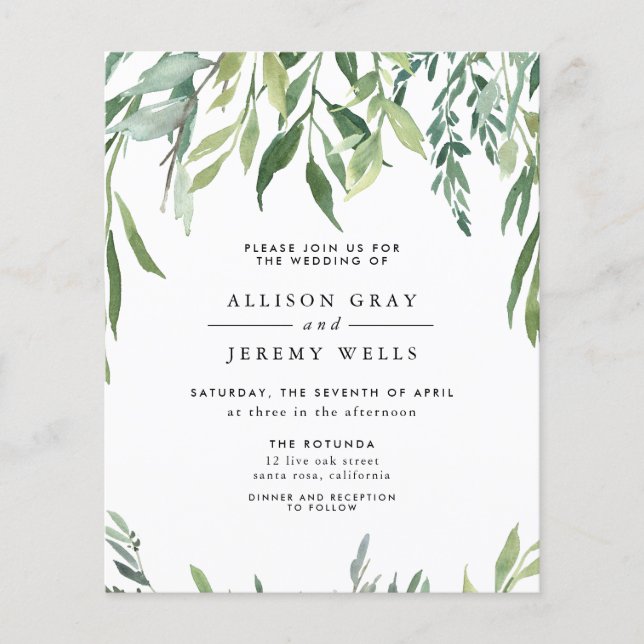 Budget Floral Wedding Invitation Flyer (Front)