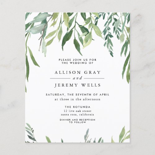 Budget Floral Wedding Invitation Flyer