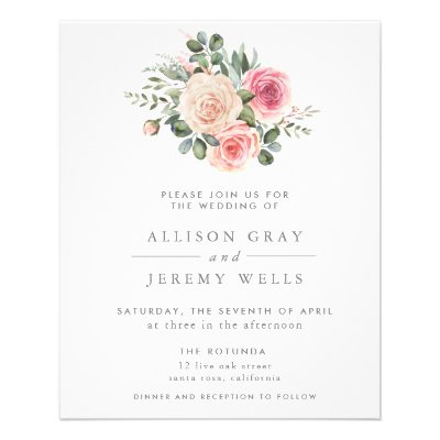 Budget Floral Wedding Invitation Flyer