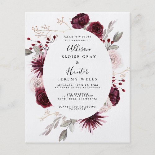 Budget Floral Wedding Invitation  Flyer
