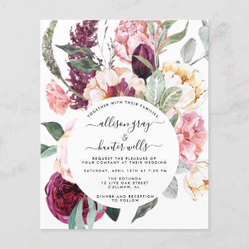 Budget Floral Wedding Invitation  Laural Flyer