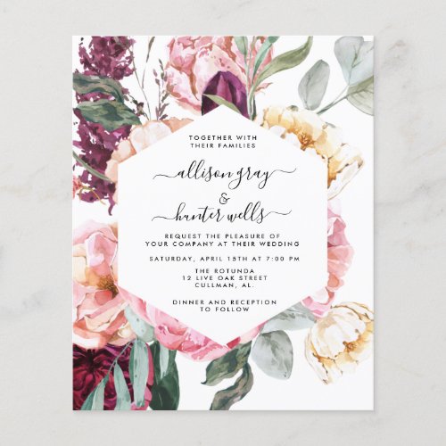 Budget Floral Wedding Invitation  Laural Flyer