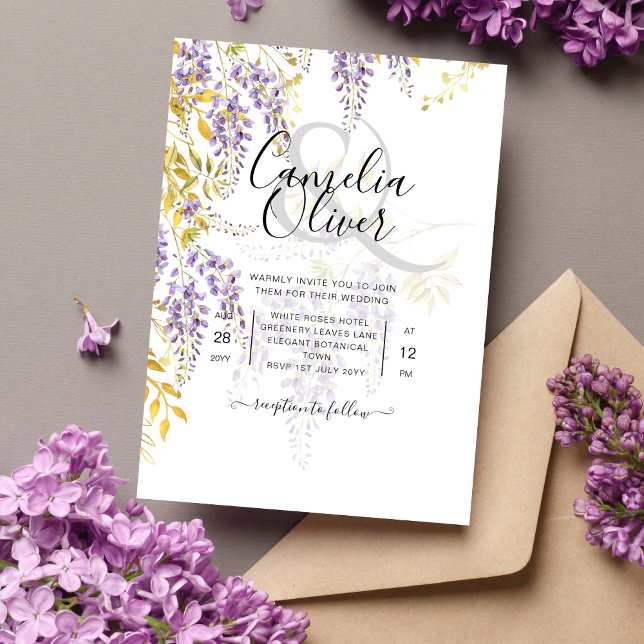 Budget Floral Wedding Invitation Wisteria Purple Flyer (Creator Uploaded)