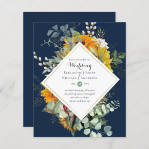 BUDGET Floral Wedding Invitations Purple Orange