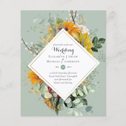 BUDGET Floral Wedding Invitations Purple Orange Flyer