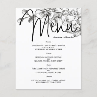 Budget Floral WEDDING MENU. Flyer