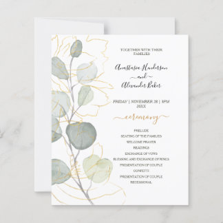 Budget Floral Wedding Program card.